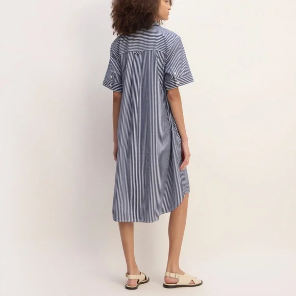 EVERLANE The Daytripper Striped Button Down Oversized Short Sleeve Shirt Dress - Picture 3 of 11